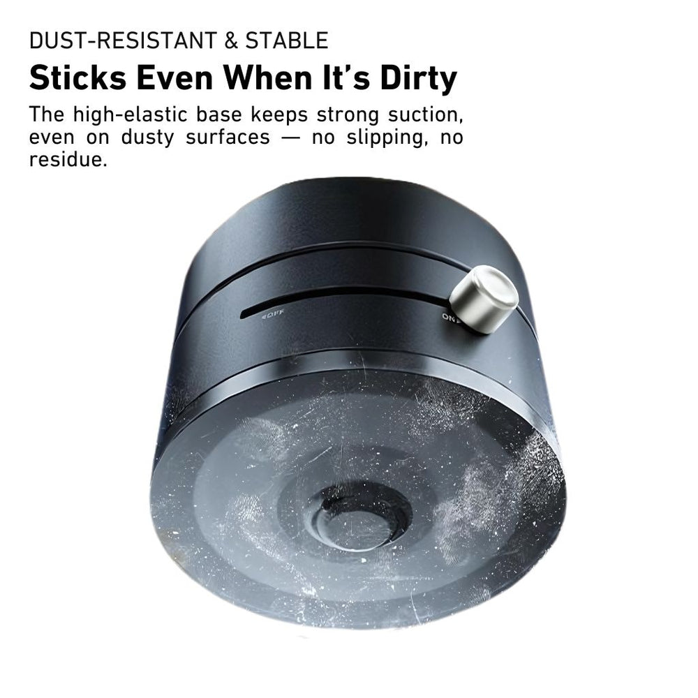 Dust-resistant and stable suction cup with text on a white background