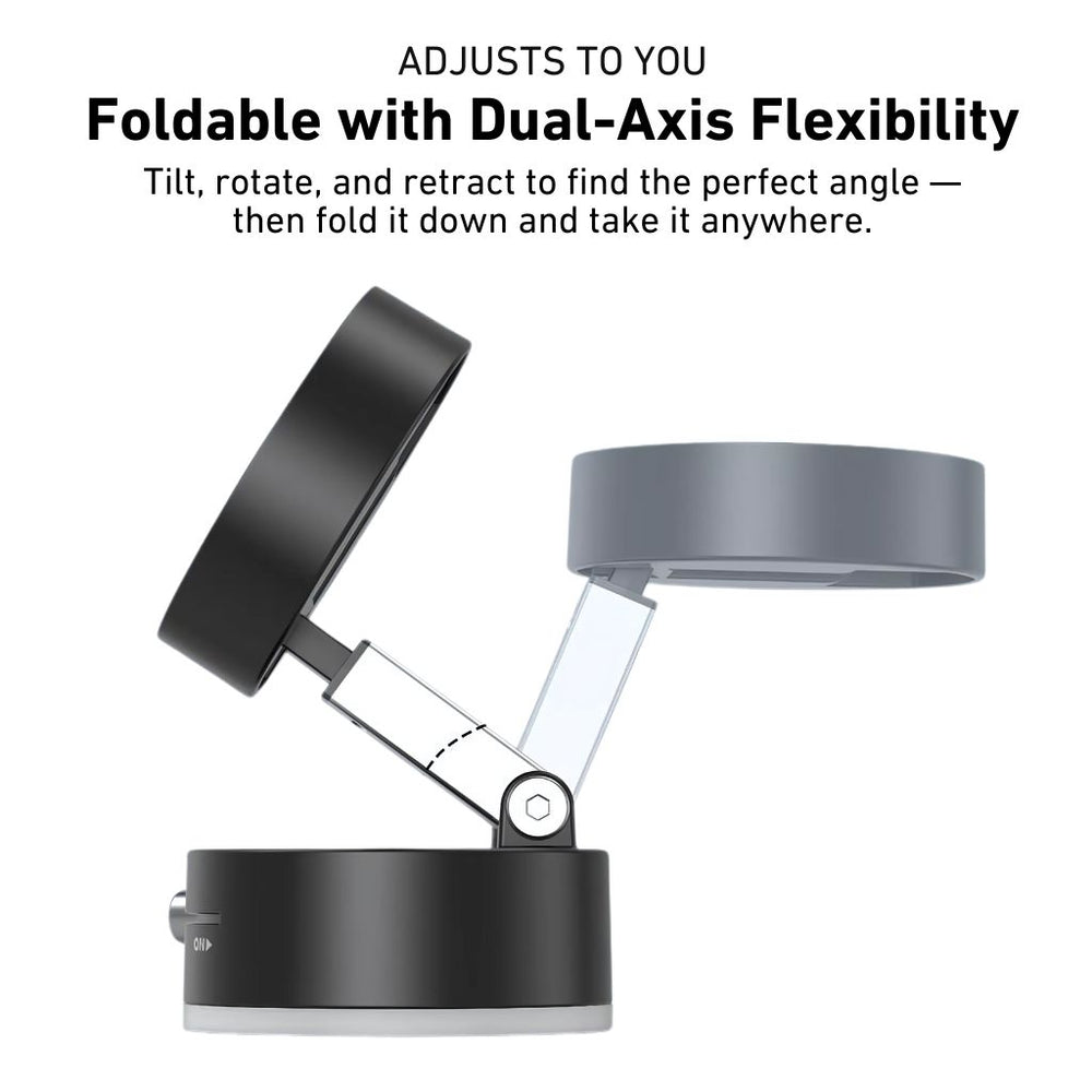 Foldable lamp with dual-axis flexibility on a white background